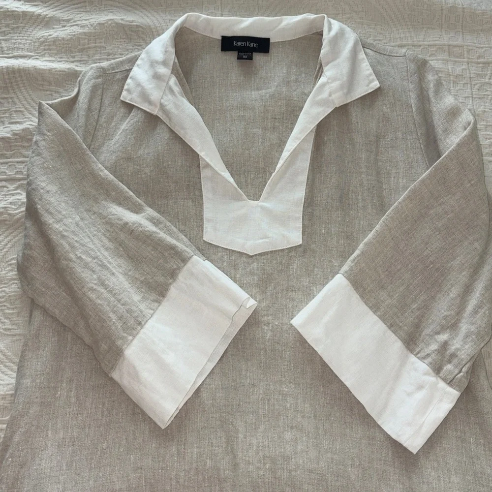 Tan and White Tunic Dress - Picture 5 of 6